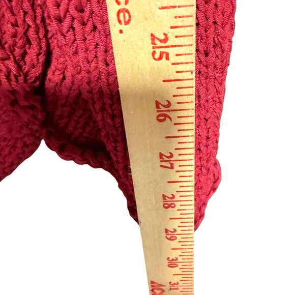 Pure Hand Knit Button Front Cardigan Sweater Women's Size XS/Small Red hi low - Picture 5 of 6